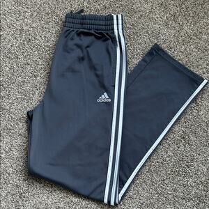 Youth Adidas Polyester Charcoal Joggers with White Stripes, Size XL